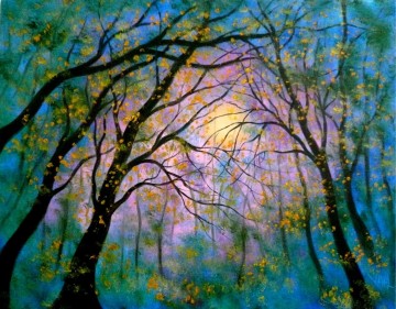 Artworks in 150 Subjects Painting - Springtime Hazy Day trees garden decor scenery wall art nature landscape texture